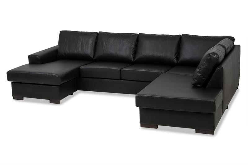 Link U-sofa XL med Chaiselong Venstre Kunstlæder - Sort - Møbler - Sofaer - U Sofa