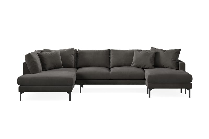 Menard Dyb 5-personers Manchester Stor U Sofa 337 cm bred - Mørkegrå - Møbler - Sofaer - U Sofa