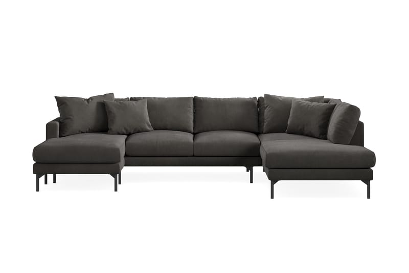 Menard Dyb 5-personers Manchester Stor U Sofa 337 cm bred - Mørkegrå - Møbler - Sofaer - U Sofa