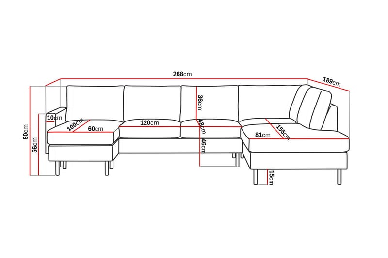 Peppe Manchester 5-personers Sofa med Divan og Chaiselong Højre - Møbler - Sofaer - U Sofa