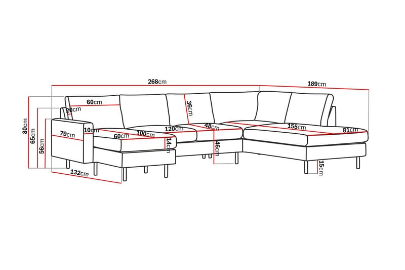 Peppe Manchester 5-personers Sofa med Divan og Chaiselong Højre - Møbler - Sofaer - U Sofa