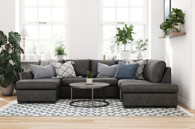 Porto U-sofa med Chaiselong Venstre - Sortmeleret - Møbler - Sofaer - U Sofa