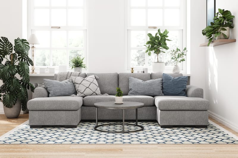 Porto U-Sofa med Dobbelt Chaiselong - Lysegrå - Møbler - Sofaer - U Sofa