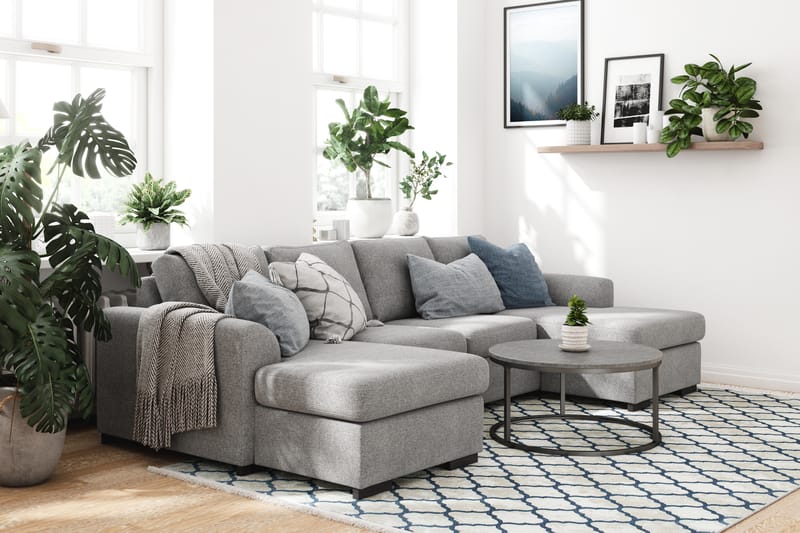 Porto U-Sofa med Dobbelt Chaiselong - Lysegrå - Møbler - Sofaer - U Sofa