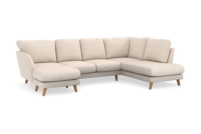 Trend Lyx U-Sofa med Chaiselong Venstre - Beige Jernbanefløjl - Lædersofaer - Velour sofaer - U Sofa