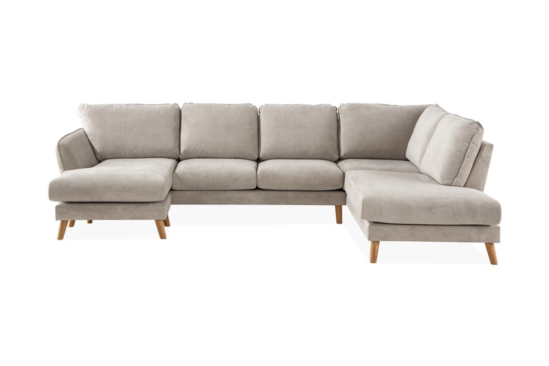 Trend Lyx U-Sofa med Chaiselong Venstre - Beige/Eg - Møbler - Sofaer - U Sofa