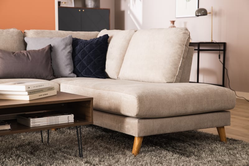 Trend Lyx U-Sofa med Chaiselong Venstre - Beige/Eg - Møbler - Sofaer - U Sofa