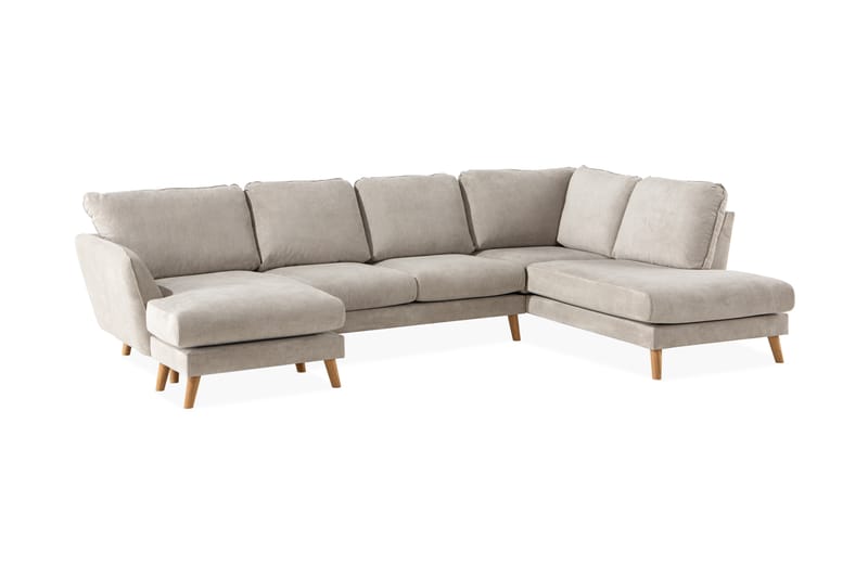 Trend Lyx U-Sofa med Chaiselong Venstre - Beige/Eg - Møbler - Sofaer - U Sofa