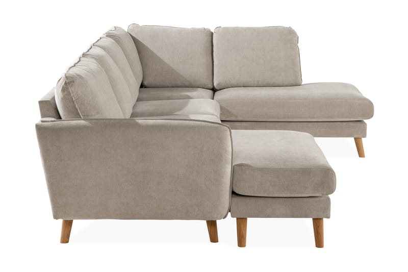 Trend Lyx U-Sofa med Chaiselong Venstre - Beige/Eg - Møbler - Sofaer - U Sofa