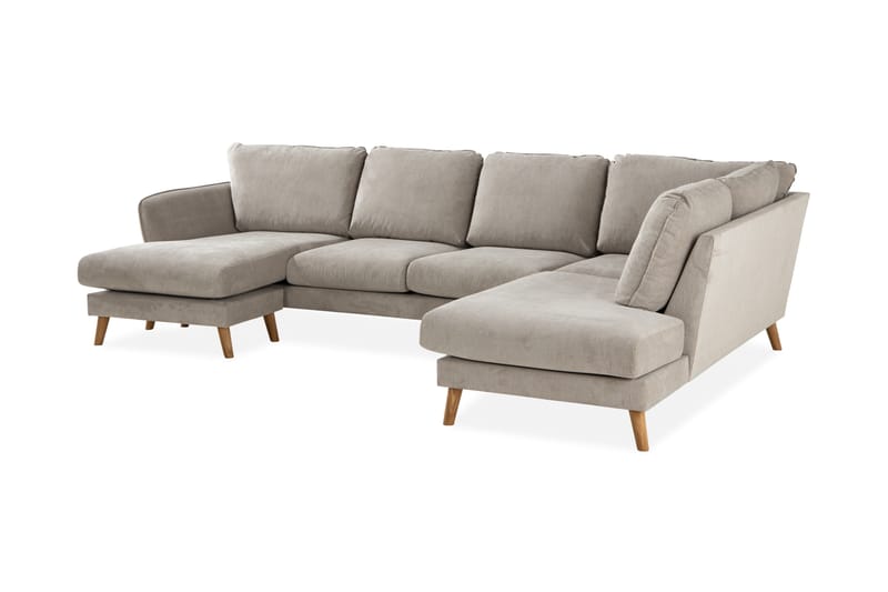 Trend Lyx U-Sofa med Chaiselong Venstre - Beige/Eg - Møbler - Sofaer - U Sofa