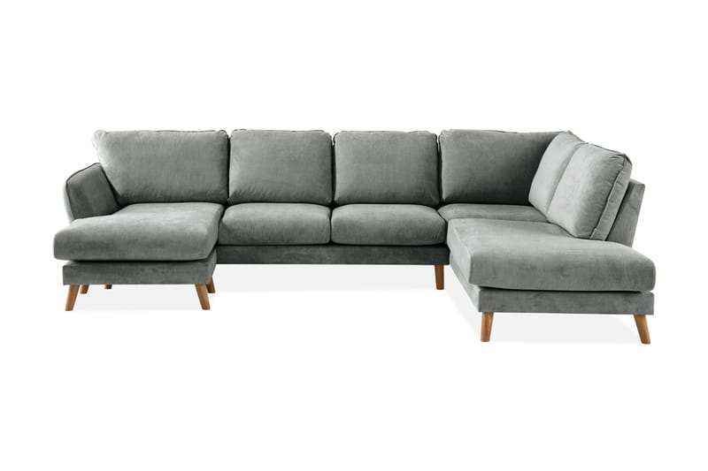 Trend Lyx U-Sofa med Chaiselong Venstre - Grå/Eg - Møbler - Sofaer - U Sofa