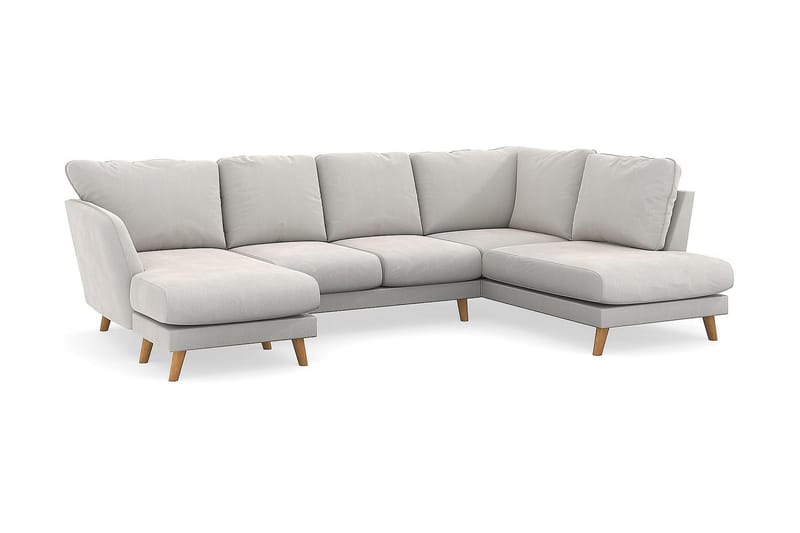 Trend Lyx U-Sofa med Chaiselong Venstre - Hvid Velour - Møbler - Sofaer - U Sofa