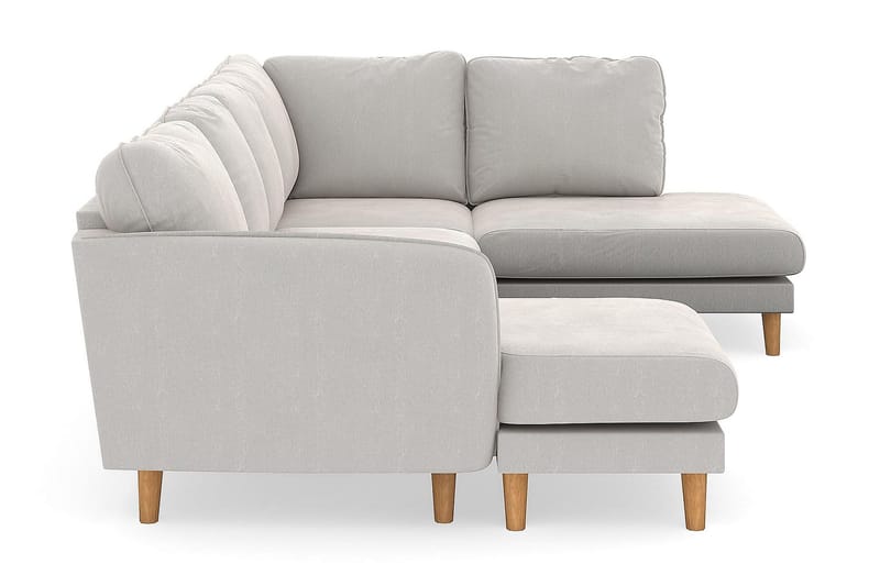 Trend Lyx U-Sofa med Chaiselong Venstre - Hvid Velour - Møbler - Sofaer - U Sofa