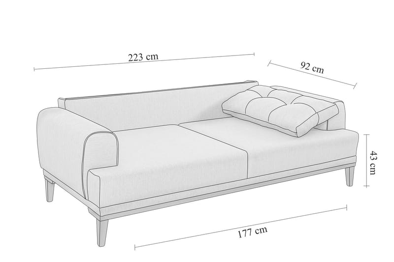 Valsot 3-personers Sofa - Antracit - Møbler - Sofaer - 3 personers sofa