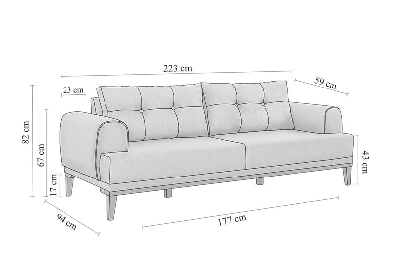 Valsot 3-personers Sofa - Antracit - Møbler - Sofaer - 3 personers sofa