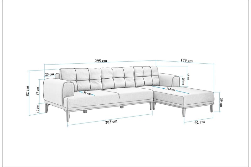 Valsot 4-personers Sofa med Chaiselong - Creme - Møbler - Sofaer - Sofa med chaiselong