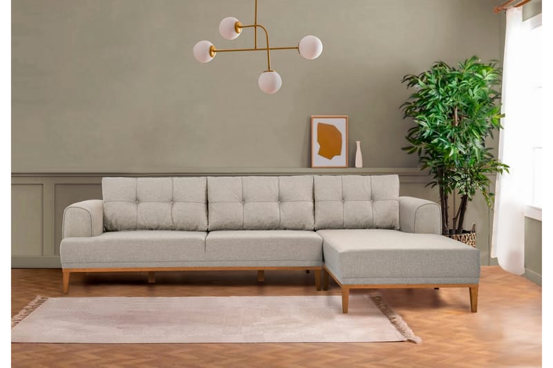 Valsot 4-personers Sofa med Chaiselong - Creme - Møbler - Sofaer - Sofa med chaiselong