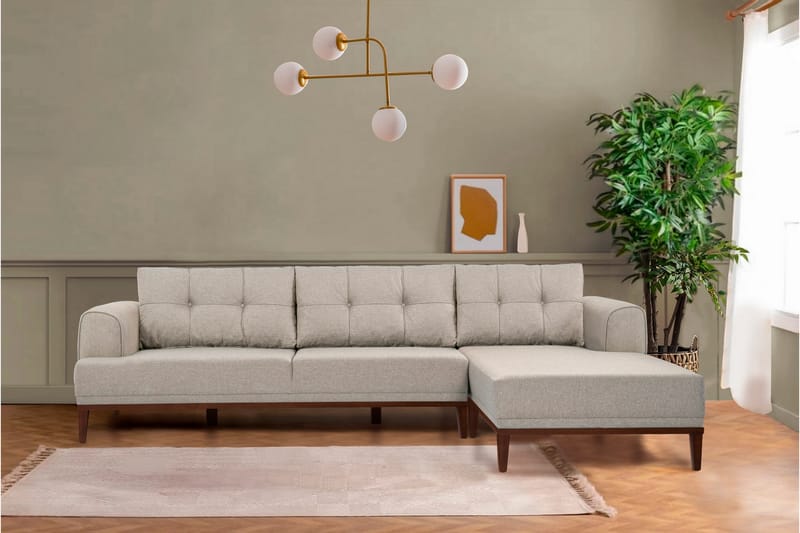 Valsot 4-personers Sofa med Chaiselong - Creme - Møbler - Sofaer - Sofa med chaiselong