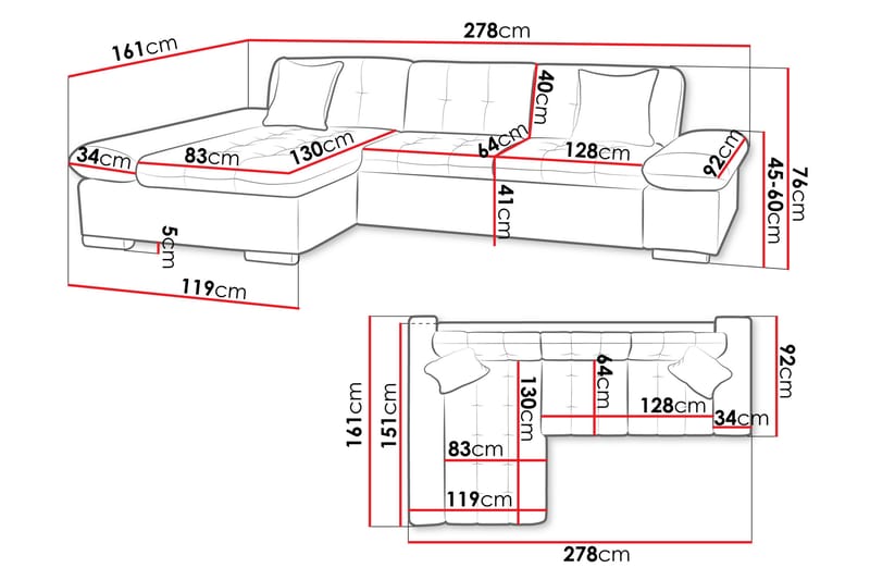 Vananda Sofa med Divan 3-seter - Beige - Møbler - Sofaer - Sofa med chaiselong