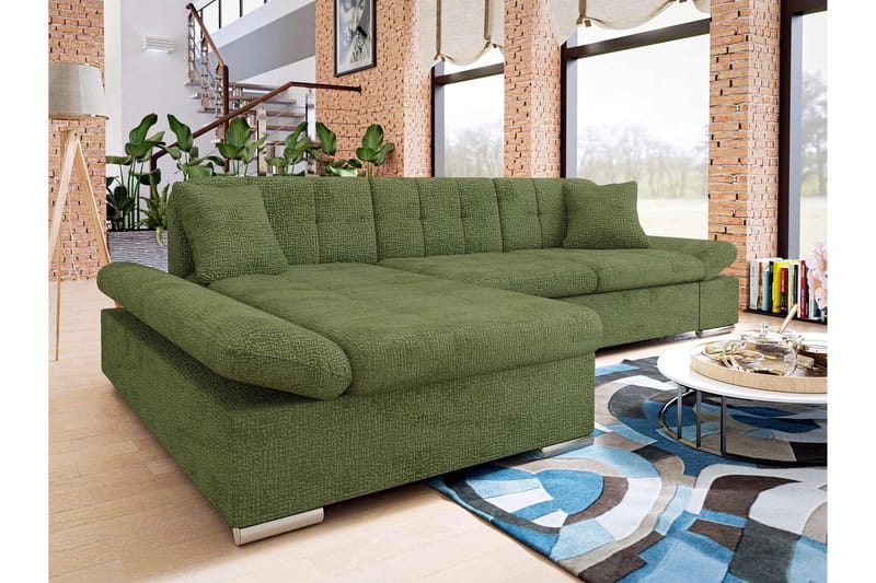 Vananda Sofa med Divan 3-seter - Grøn - Møbler - Sofaer - Sofa med chaiselong