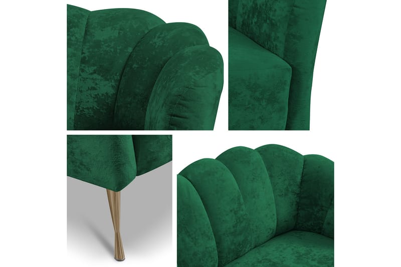 Adrial 2-Pers. Sofa - Velour/Blå/Guld - Møbler - Sofaer - Velour sofaer