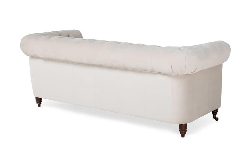 Chesterfield Deluxe Fløjlsofa 3-personers - Beige - Møbler - Sofaer - Velour sofaer