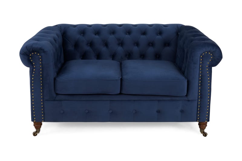 Chesterfield Deluxe Veloursofa 2-pers - Petrolblå - Lædersofaer - 3 personers sofa - 4 personers sofa - Sofaer - Velour sofaer - 2 personers sofa - Chesterfield sofaer