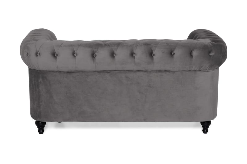 Chesterfield Luksus 2-personers Lille Fløjlsofa 160 cm bred - Mørkegrå - Møbler - Sofaer - Velour sofaer