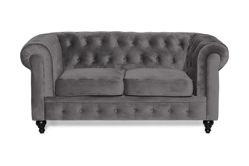 Chesterfield Luksus 2-personers Lille Fløjlsofa 160 cm bred - Mørkegrå - Møbler - Sofaer - Velour sofaer