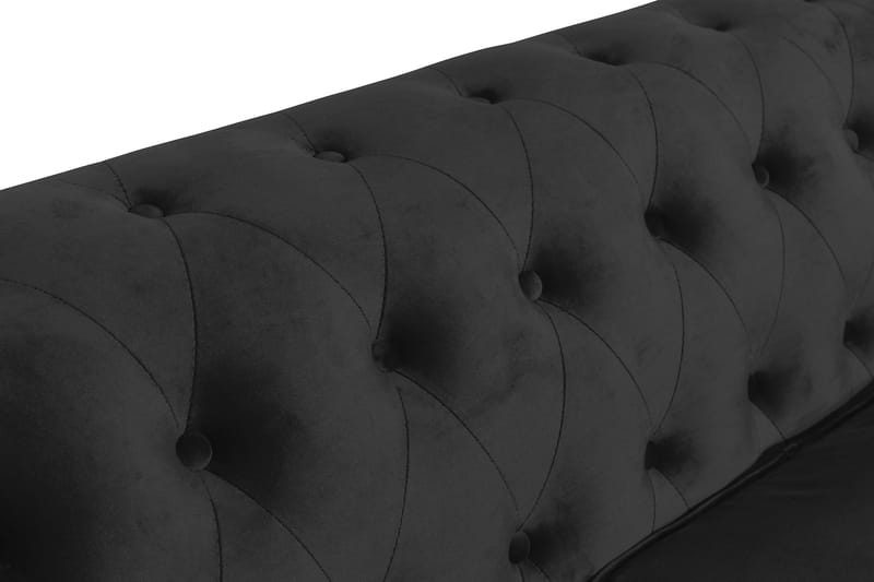 Chesterfield Luksus 3-personers Sort Fløjlsofa 222 cm bred - Sort - Møbler - Sofaer - Velour sofaer