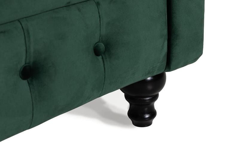 Chesterfield Luksus 3-personers Fløjlsofa 222 cm bred - Mørkegrøn - Møbler - Sofaer - Velour sofaer