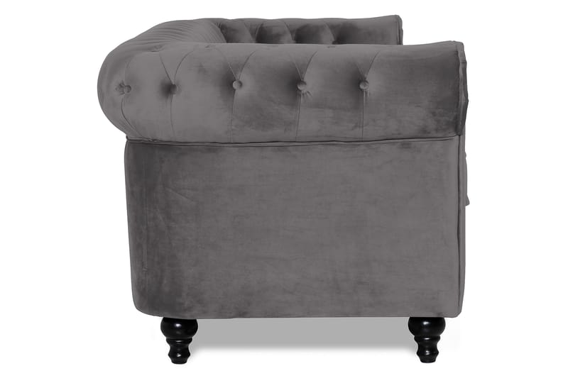 Chesterfield Luksus 3-personers Fløjlsofa 222 cm bred - Mørkegrå - Møbler - Sofaer - Velour sofaer