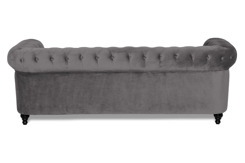 Chesterfield Luksus 3-personers Fløjlsofa 222 cm bred - Mørkegrå - Møbler - Sofaer - Velour sofaer