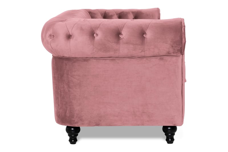 Chesterfield Lyx Veloursofa 3-pers - Rustlyserød - Møbler - Sofaer - Velour sofaer