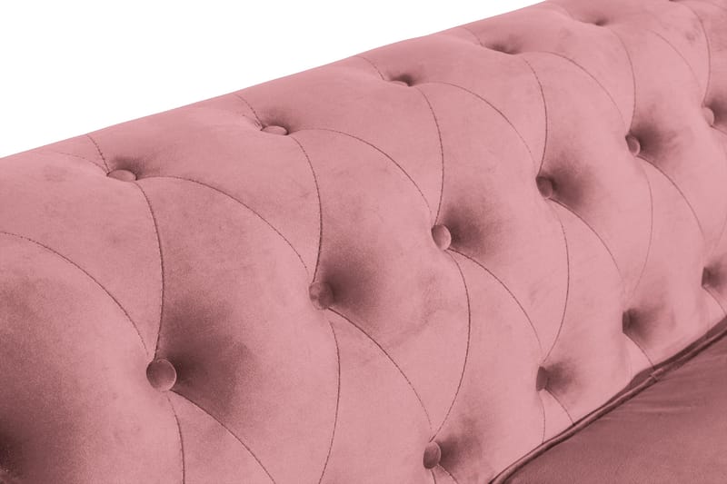 Chesterfield Lyx Veloursofa 3-pers - Rustlyserød - Møbler - Sofaer - Velour sofaer