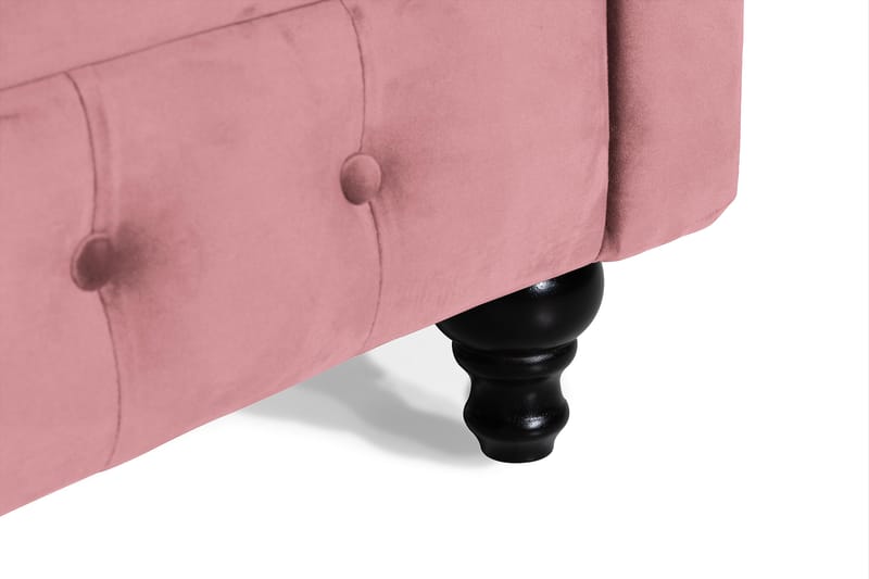 Chesterfield Lyx Veloursofa 3-pers - Rustlyserød - Møbler - Sofaer - Velour sofaer