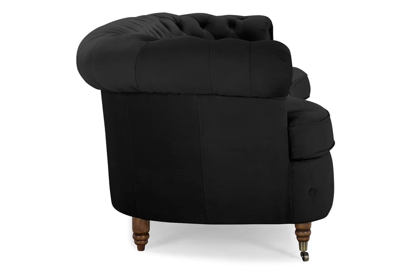 Chesterfield Veloursofa 3-pers Buet - Sort - Møbler - Sofaer - Velour sofaer