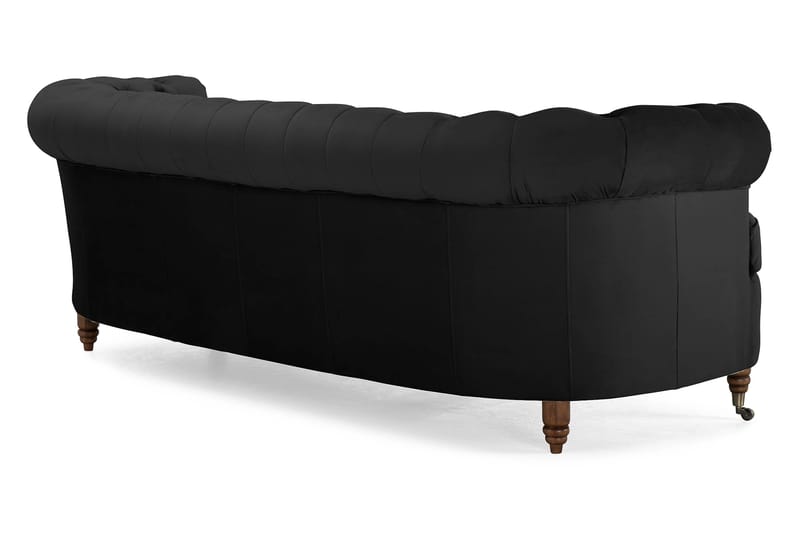 Chesterfield Veloursofa 3-pers Buet - Sort - Møbler - Sofaer - Velour sofaer