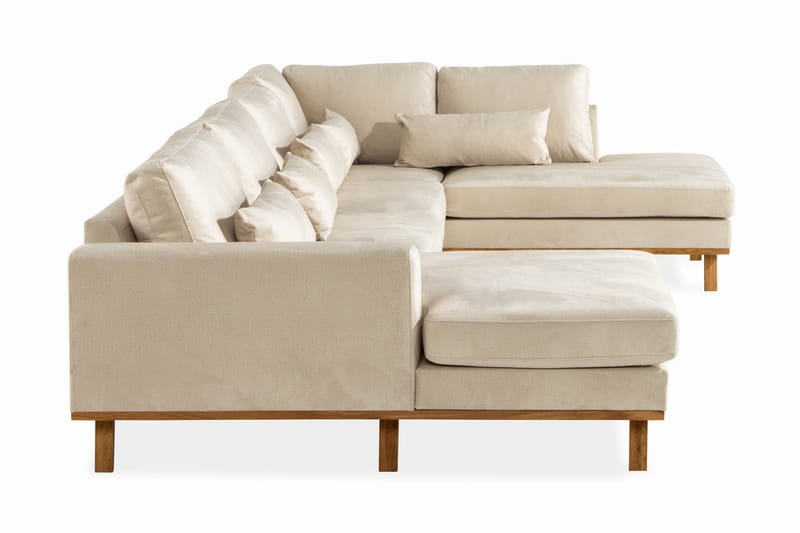 Copenhagen Stor U Sofa Fløjl Divan Højre Chaiselong Venstre - Beige - Møbler - Sofaer - Velour sofaer