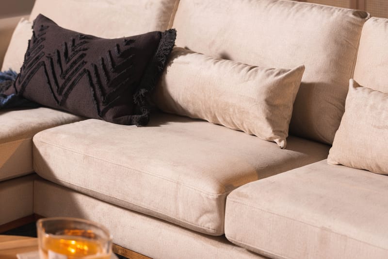 Copenhagen Stor U Sofa Fløjl Divan Højre Chaiselong Venstre - Beige - Møbler - Sofaer - Velour sofaer