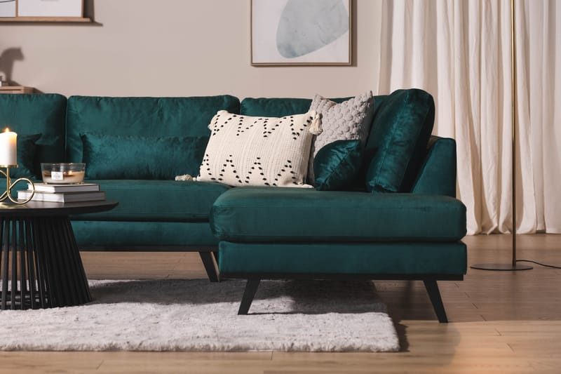 Copenhagen Stor U Sofa Fløjl Divan Venstre Chaiselong Højre - Grøn - Møbler - Sofaer - Velour sofaer