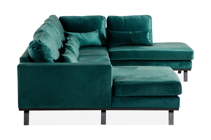 Copenhagen Stor U Sofa Fløjl Divan Venstre Chaiselong Højre - Grøn - Møbler - Sofaer - Velour sofaer