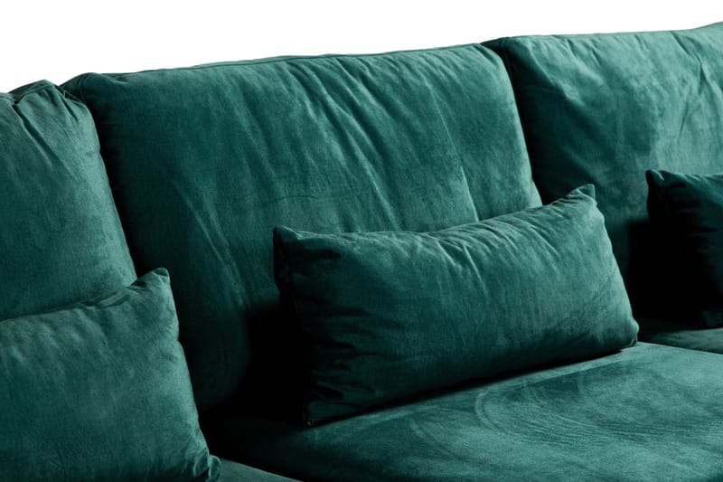 Copenhagen Stor U Sofa Fløjl Divan Venstre Chaiselong Højre - Grøn - Møbler - Sofaer - Velour sofaer