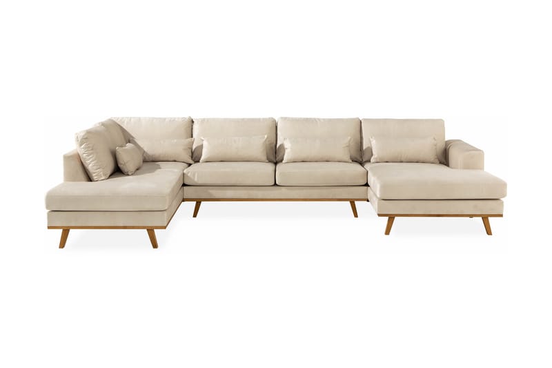 Copenhagen U Sofa i Fløjl Divan Højre Chaiselong Venstre - Beige - Møbler - Sofaer - Velour sofaer