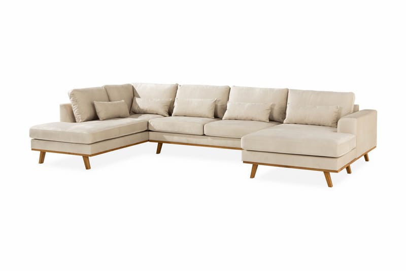 Copenhagen U Sofa i Fløjl Divan Højre Chaiselong Venstre - Beige - Møbler - Sofaer - Velour sofaer