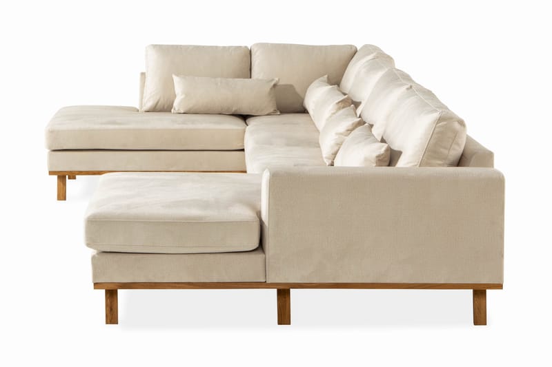 Copenhagen U Sofa i Fløjl Divan Højre Chaiselong Venstre - Beige - Møbler - Sofaer - Velour sofaer