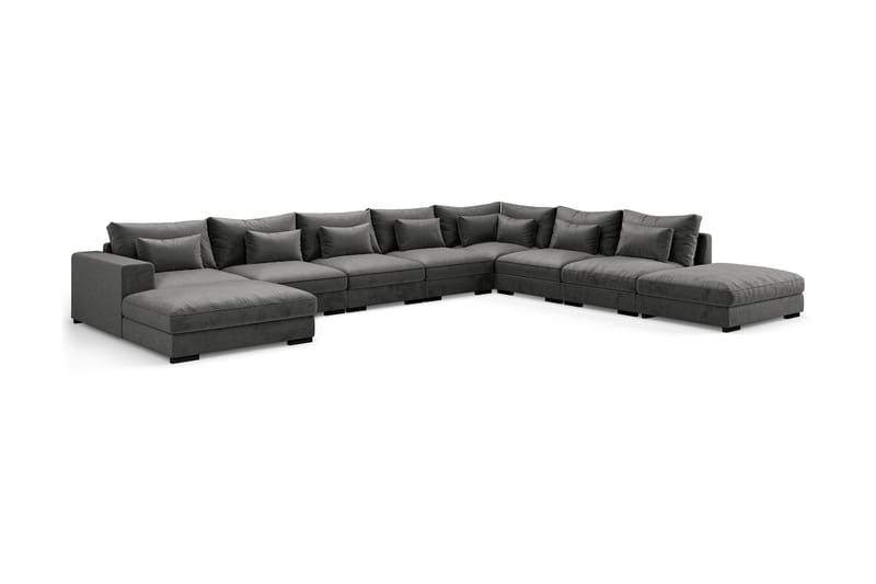 Dubai Stor U-modulsofa med Chaiselong Venstre Fløjl 527 cm - Mørkegrå - Møbler - Sofaer - Velour sofaer