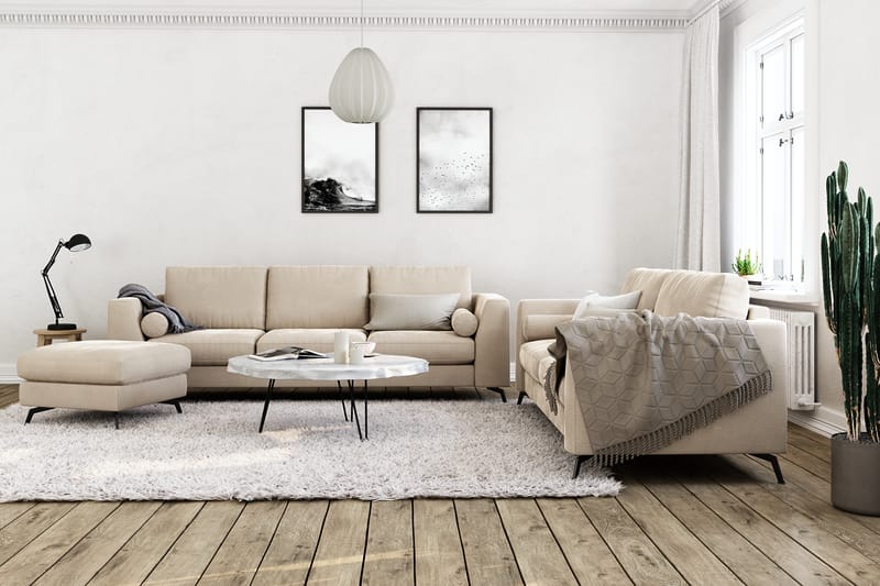 Ocean Lyx 3-Pers. Sofa - Beige/Velour - Møbler - Sofaer - Velour sofaer