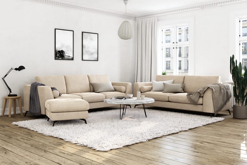 Ocean Lyx 3-Pers. Sofa - Beige/Velour - Møbler - Sofaer - Velour sofaer