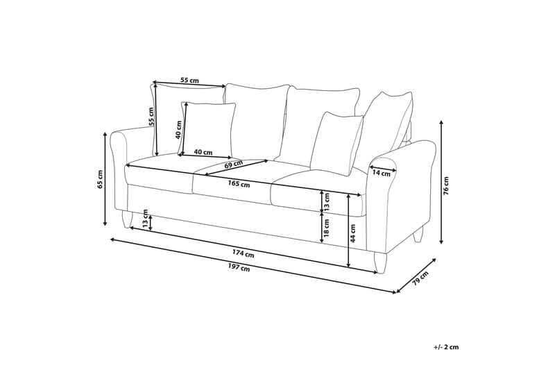 Paretti sofa velour - Blå - Velour sofaer - 3 personers sofa